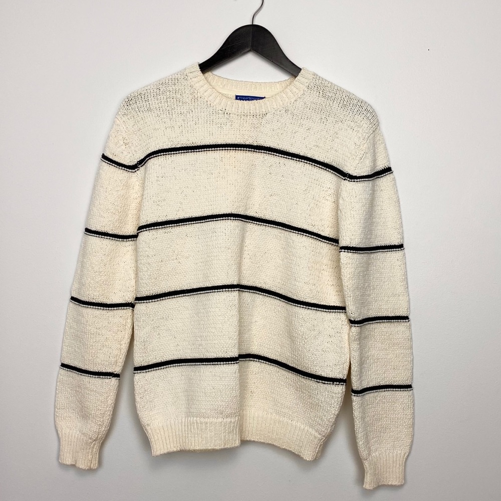 Opening Ceremony white sweater with black stripe